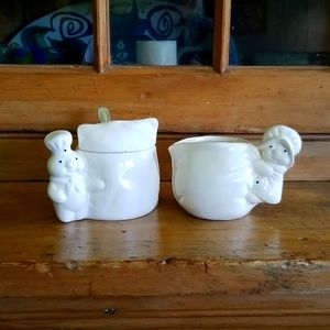Vintage Pilsbury Dough Boy and Girl Cream and Sugar